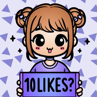 cute girl that is holding a sign that says 10 likes?
