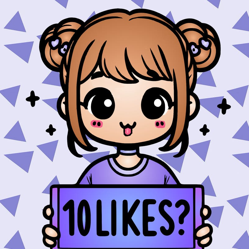 cute girl that is holding a sign that says 10 likes?