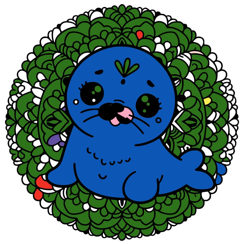a cute baby seal mandala