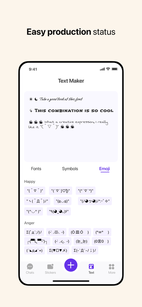 Dual App - Duo Web Scanner - Interfaz de la herramienta Text Maker en Dual App para crear estados personalizados para redes sociales con fuentes y emojis únicos.