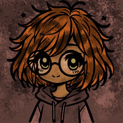 girl with messy, short hair, glasses, and a hoodie