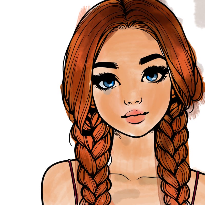 realistic girl with braids