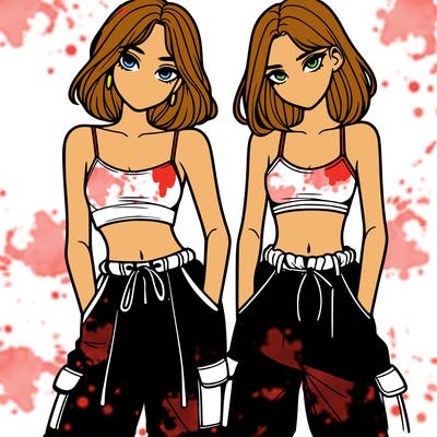 two girls with crop top with baggy pants