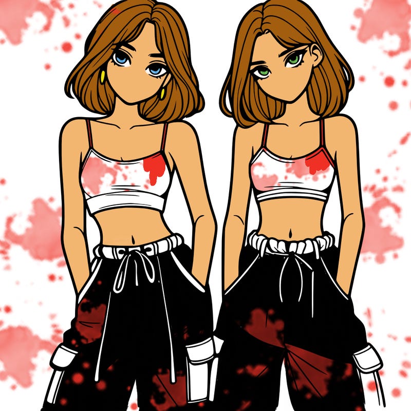 two girls with crop top with baggy pants