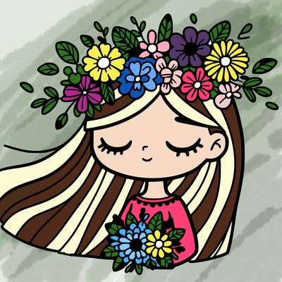 girl with flowers crown