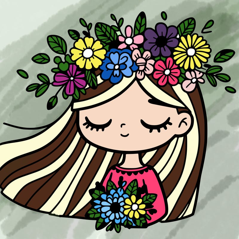 girl with flowers crown