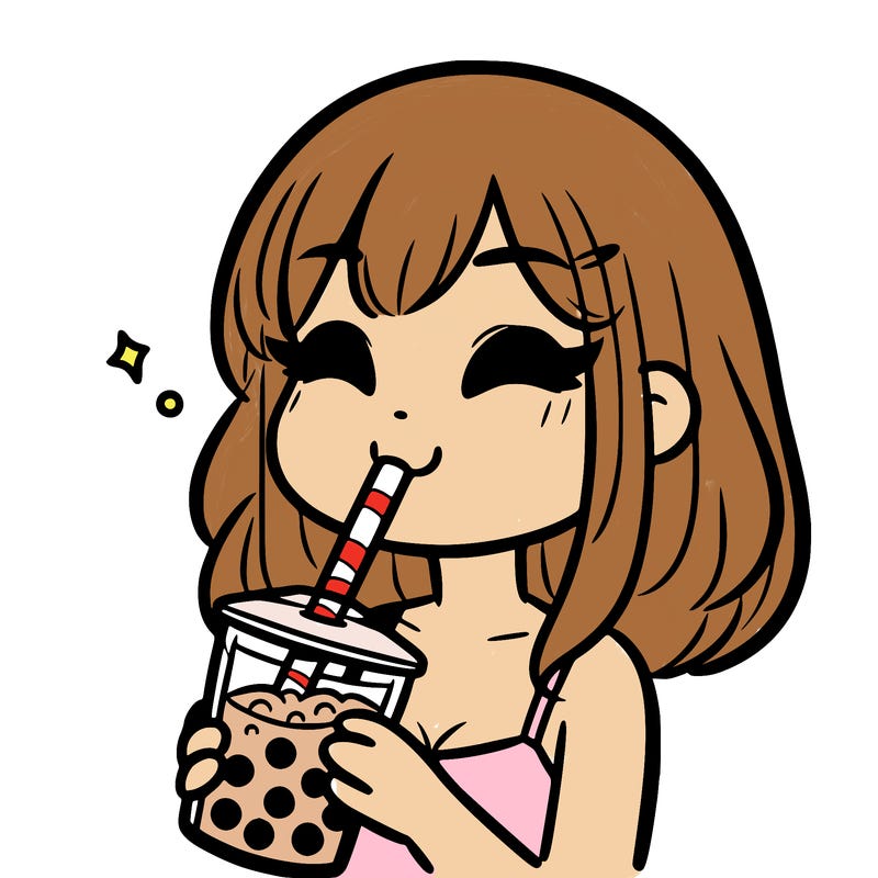 a girl drinking boba