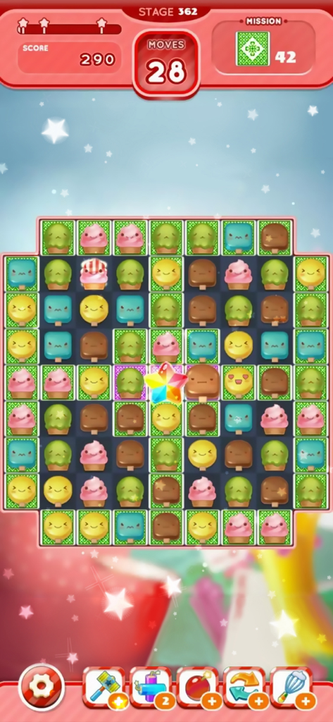 Ice Cream Mania:Match 3 Puzzle - Gameplay of Ice Cream Mania Match 3 Puzzle with colorful ice cream treats and rainbow star booster