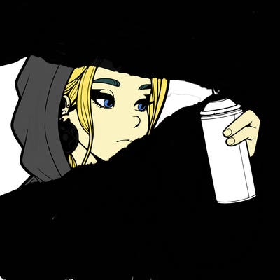 a realistic girl, spray painting