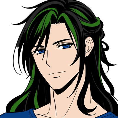 handsome anime man with long dark hair