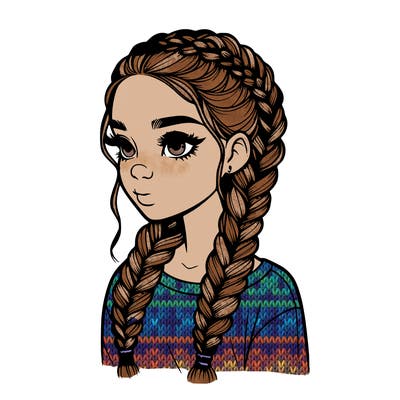 realistic girl with braids