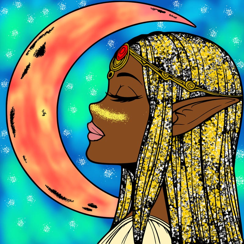 a realistic moon elf