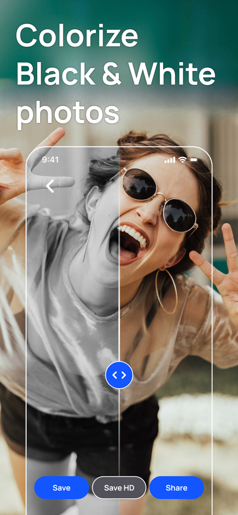 BlurBuster - AI Photo Enhancer - BlurBuster AIテクノロジーを使用して白黒写真をカラー化する、カラー化前後の比較