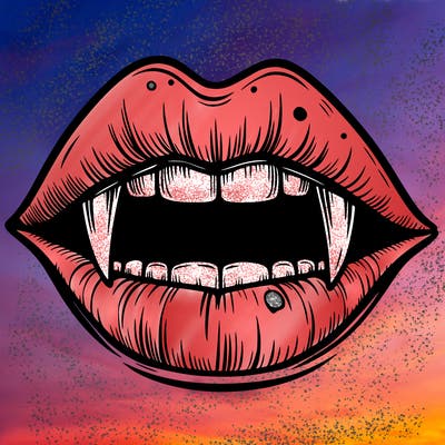 lips with vampire teeth