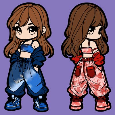 girl in crop top and baggy pants