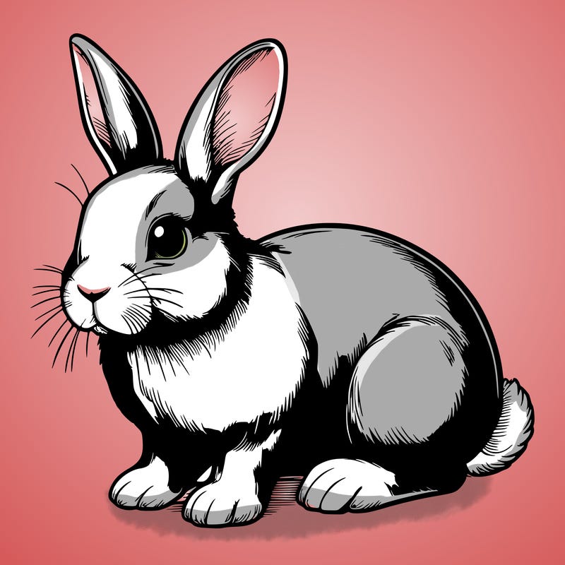realistic grey rabbit
