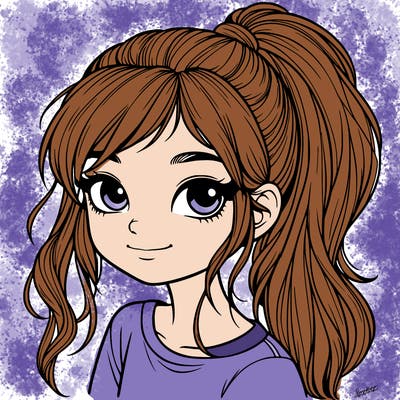 realistic girl with ponytail