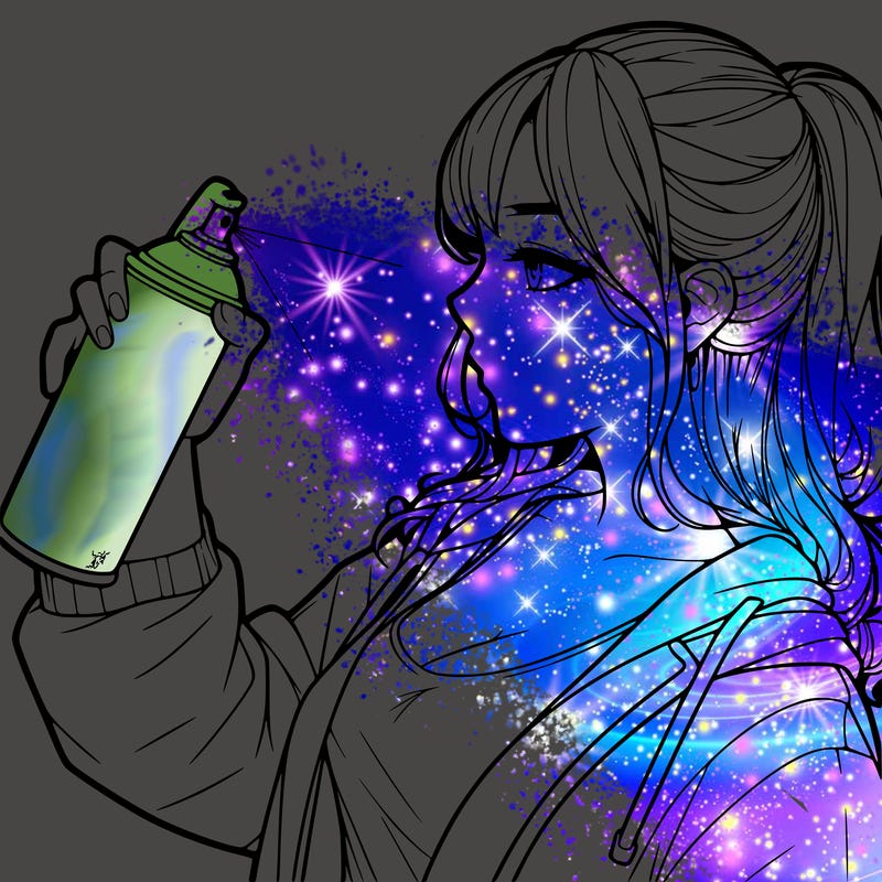 a realistic girl spray, painting