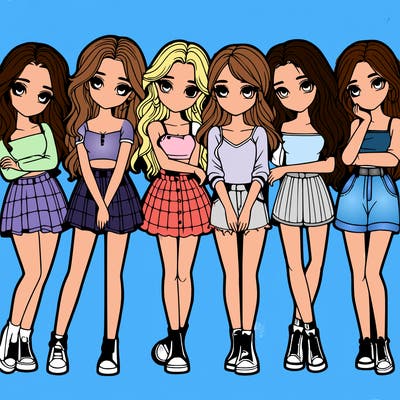 a group of girls realistic