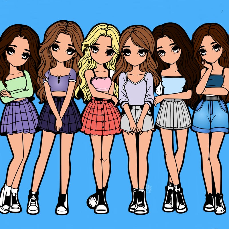 a group of girls realistic