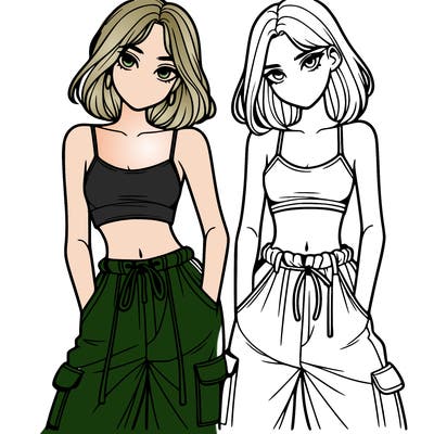 two girls with crop top with baggy pants