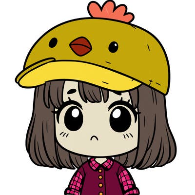 cute girl with chicken hat