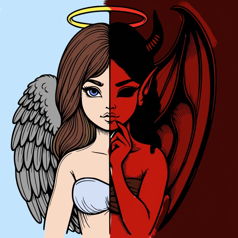 realistic angel half demon