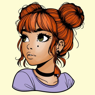 realistic girl with spacebuns