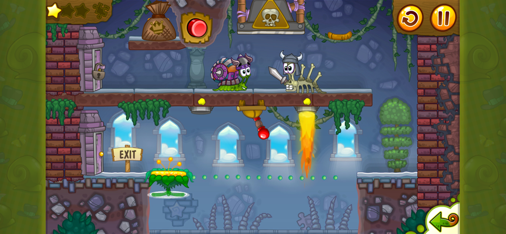 Snail Bob 2: Platform Games 2d - Snail Bob wearing a viking helmet in a physics puzzle level