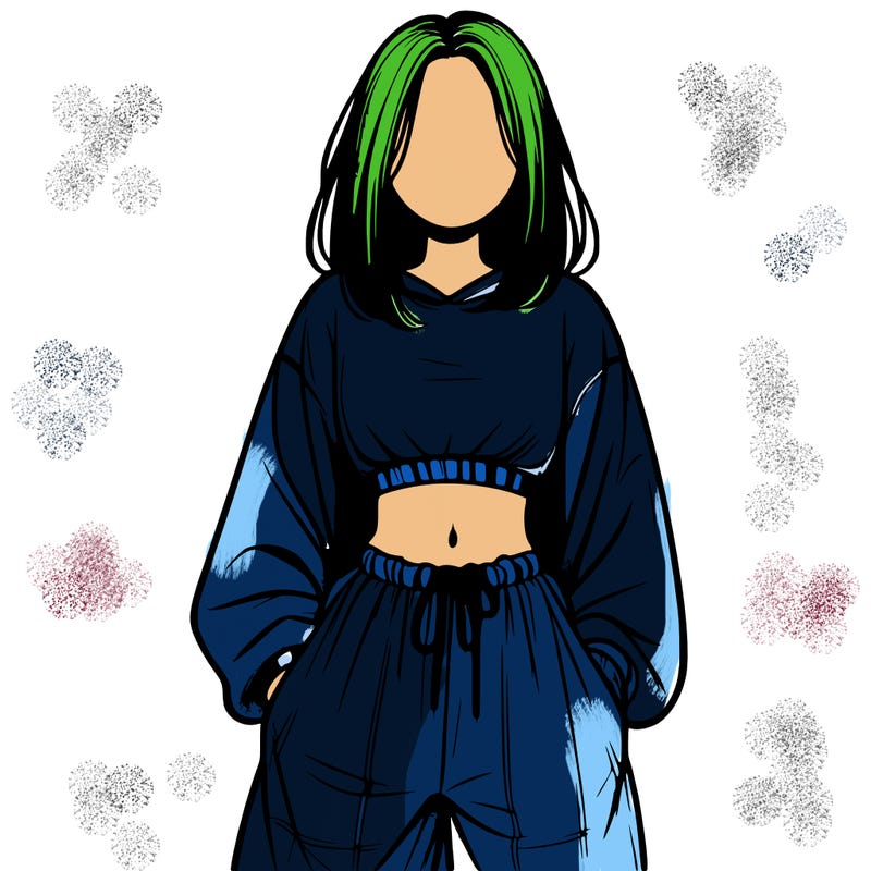 realistic girl faceless with baggy pants and a crop top