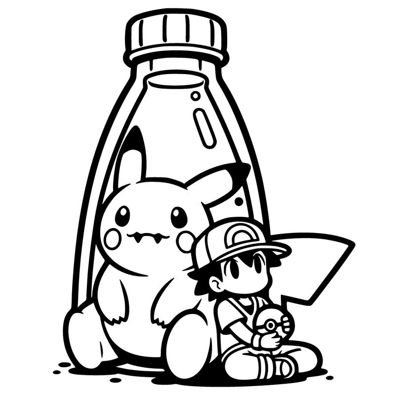 pokémon with a boy in a  bottle