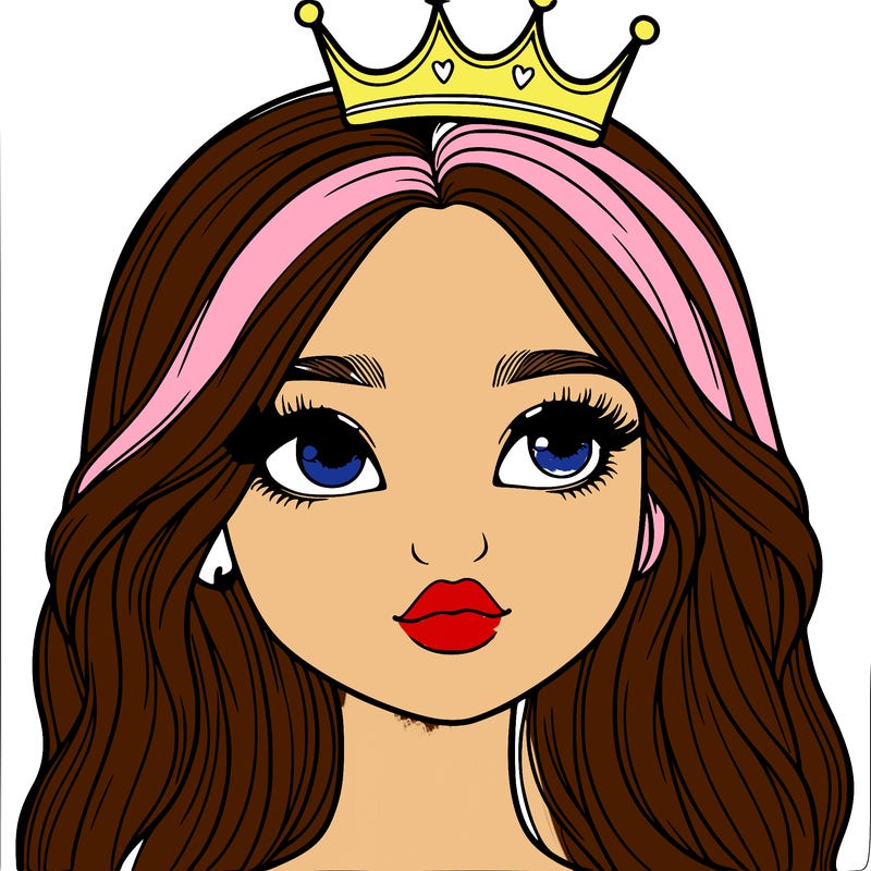 a realistic girl with a crown on