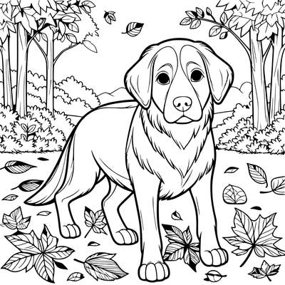 realistic dog in the fall