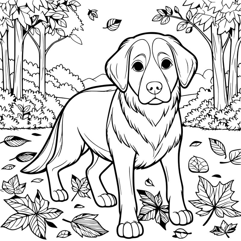 realistic dog in the fall