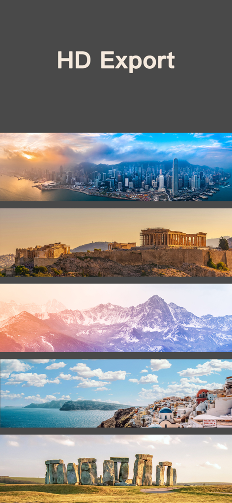 High definition panoramic photo exports of world landmarks and landscapes