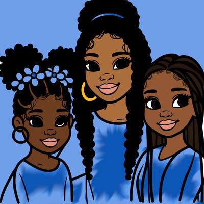 black girl mom and daughters