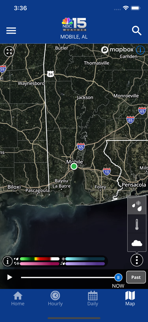 NBC 15 Weather - Interactive weather radar map of Mobile Alabama and surrounding Gulf Coast areas in the NBC 15 Weather app.