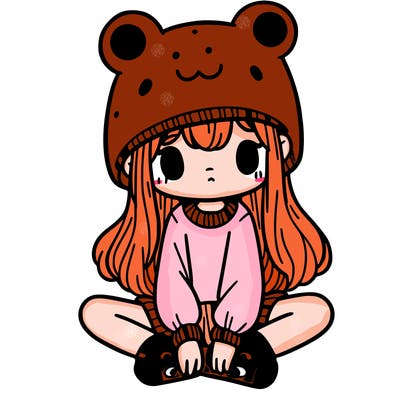 a girl wearing a frog hat and some frog socks