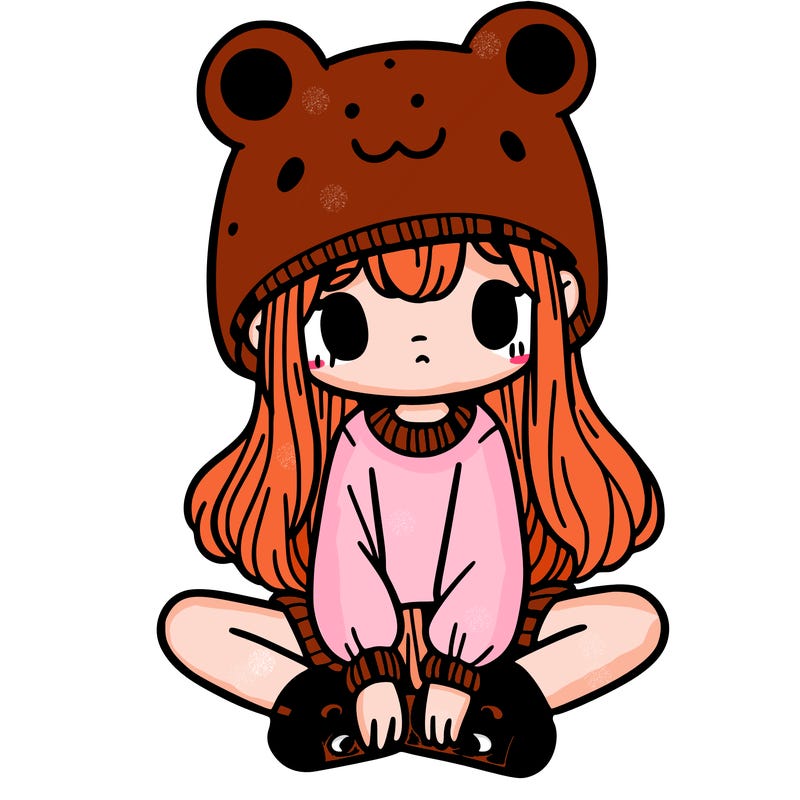 a girl wearing a frog hat and some frog socks