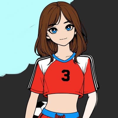 realistic girl wearing soccer jersey