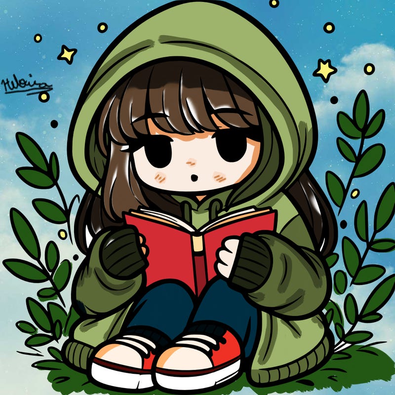 girl in oversized hoodie reading a book