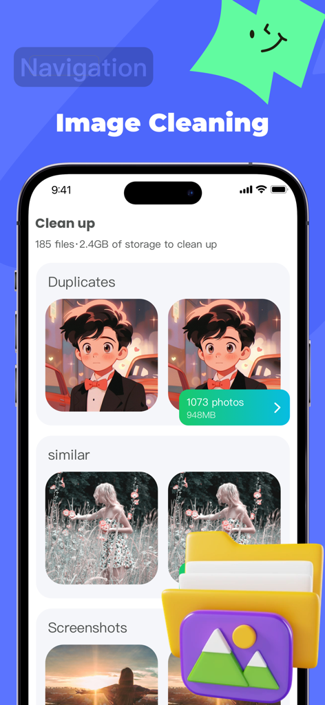 iMoveGo - Location change - iMoveGo app interface showing image cleaning tool for deleting duplicate and similar photos