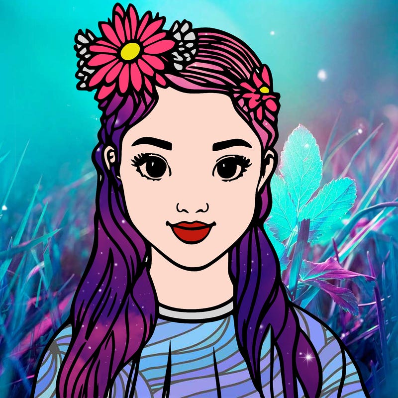 girl with flower bow and pretty face