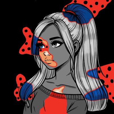 realistic girl with a high ponytail