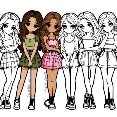 a group of girls realistic