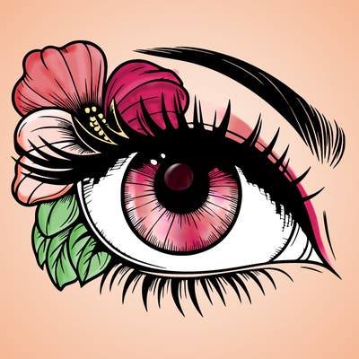 realistic eye with flower