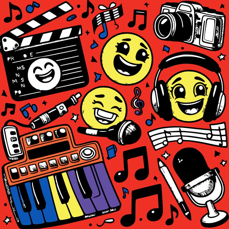 🥳🤩🎹🎬🎤🎼🎧