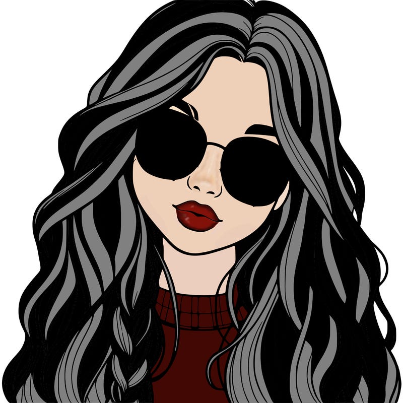 girl with long hair and freckles and glasses realistic