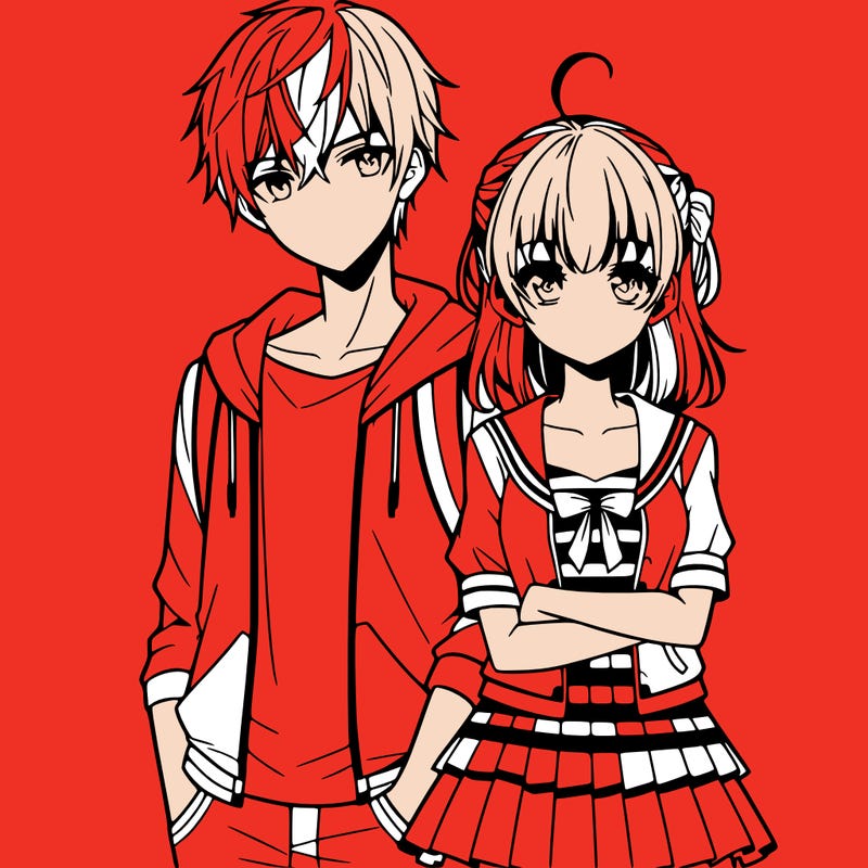 anime teen girl and boy