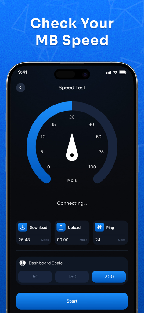 Interface of the Wifi Share Manager app showing a speed test with download and upload metrics